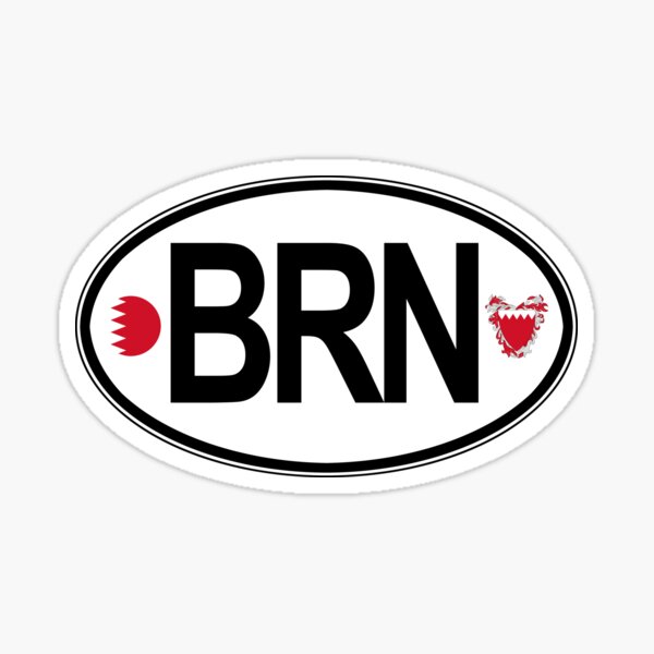 "Bahrain Oval Country Code Decal" Sticker for Sale by roguedesign