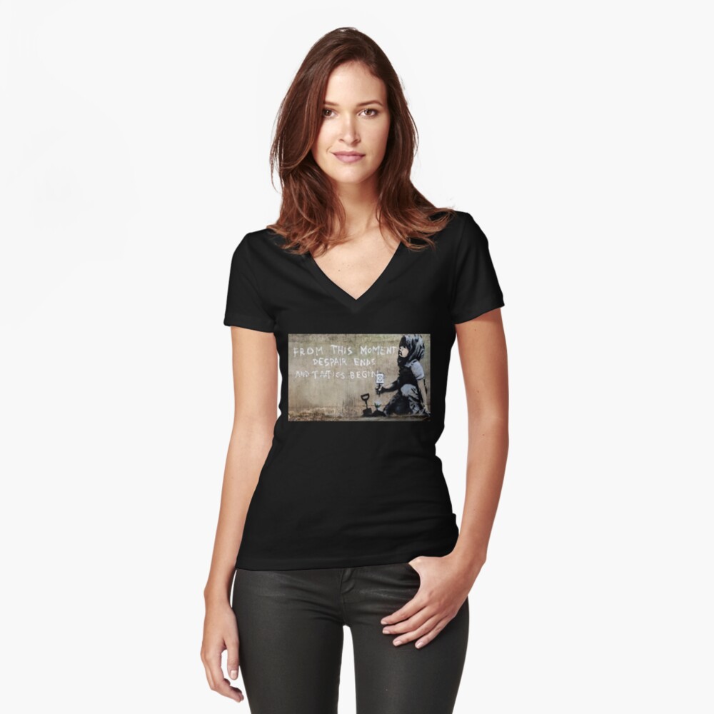 Item preview, Fitted V-Neck T-Shirt designed and sold by TrainWreckTees.