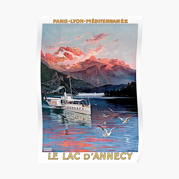 Lac d'Annecy France Vintage Travel Poster Restored Poster