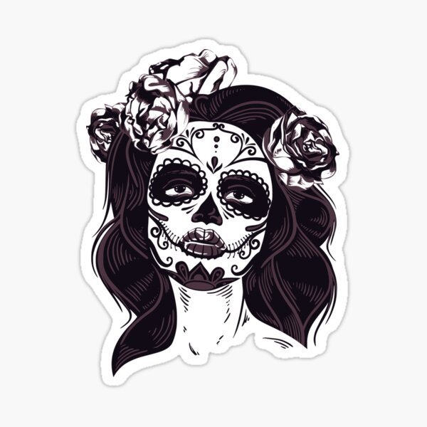 Beautiful Female Sugar Skull Sticker
