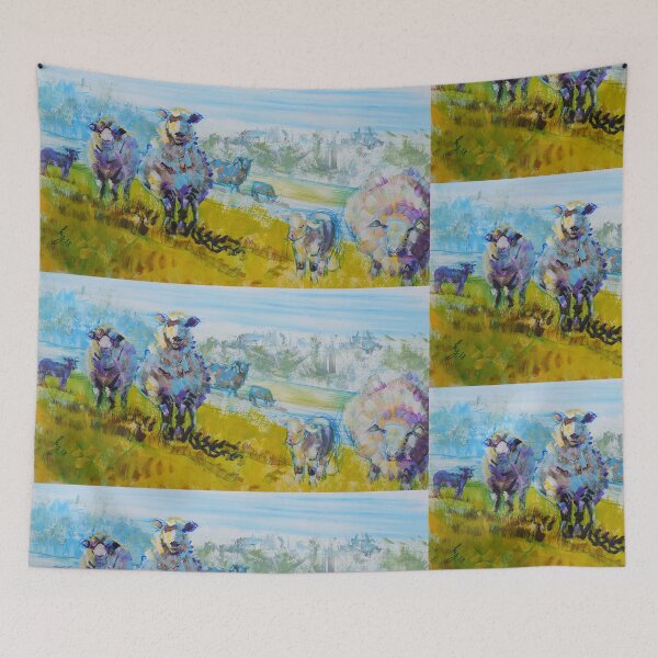 Item preview, Sheep and lamb landscape impressionist painting designed and sold by MikeJory.