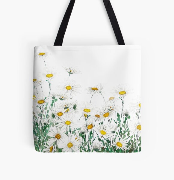 Item preview, hand painted white margaret daisy horizontal watercolor painting designed and sold by ColorandColor.