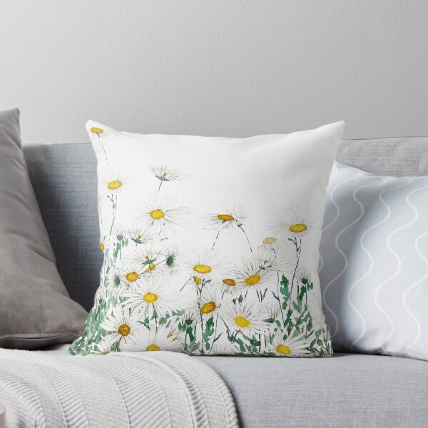 Item preview, hand painted white margaret daisy horizontal watercolor painting designed and sold by ColorandColor.