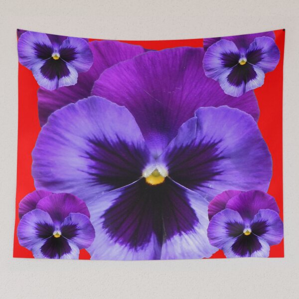 Item preview, RED WITH PURPLE SPRING PANSIES ART designed and sold by sharlesart.