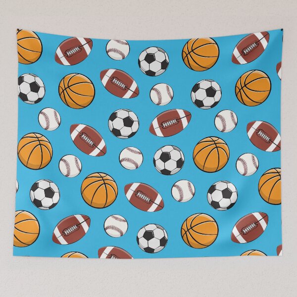 Item preview, Sports - Basketball, baseball, football, soccer - blue designed and sold by littlearrow.