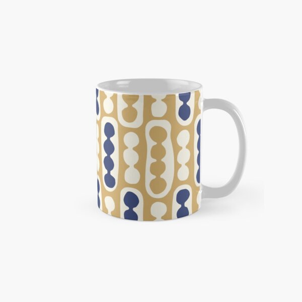 Pebbles and Pods pattern in golden yellow, dark blue denim, cream Classic Mug
