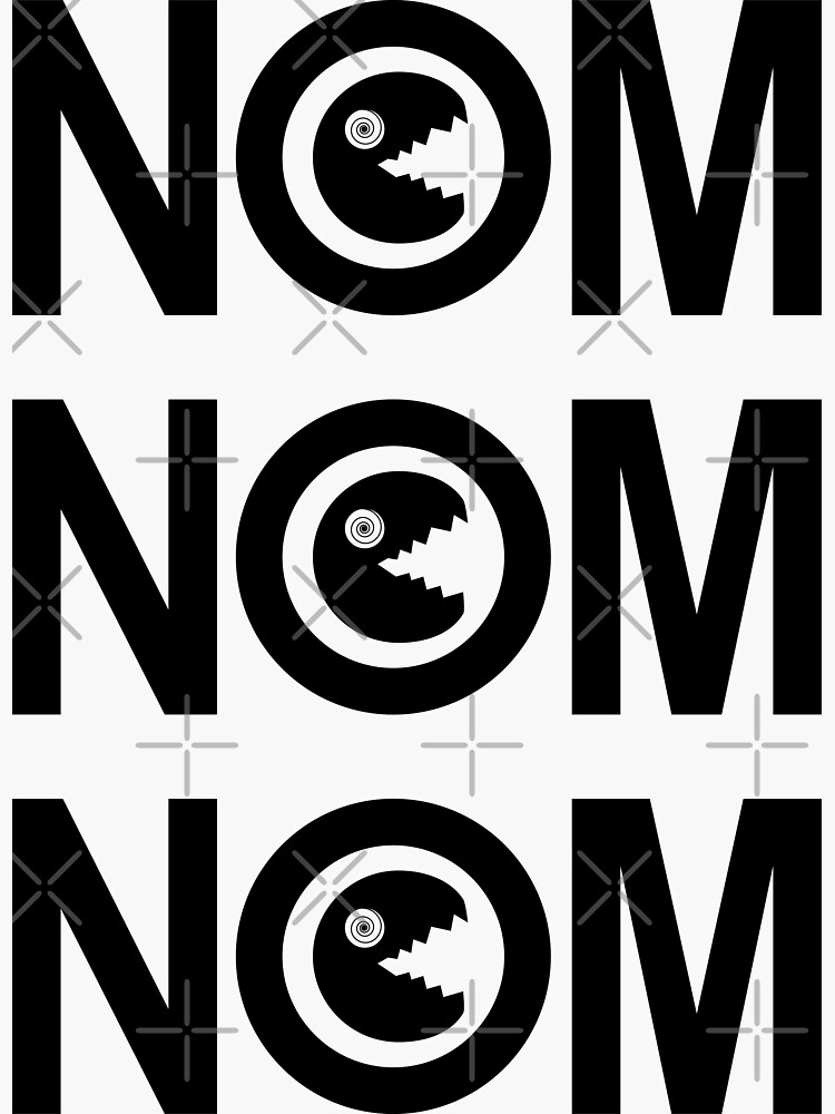 "Nom Nom Nom (BLACK)" Sticker for Sale by Zethinova Redbubble