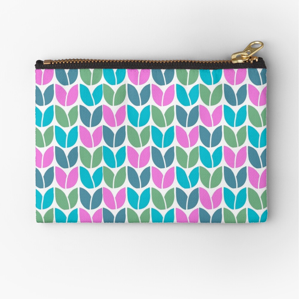 Tulip Knit (Blue Pink Green) Zipper Pouch