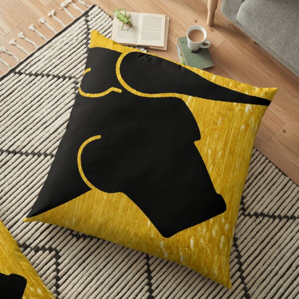 Black Bull on Gold Floor Pillow