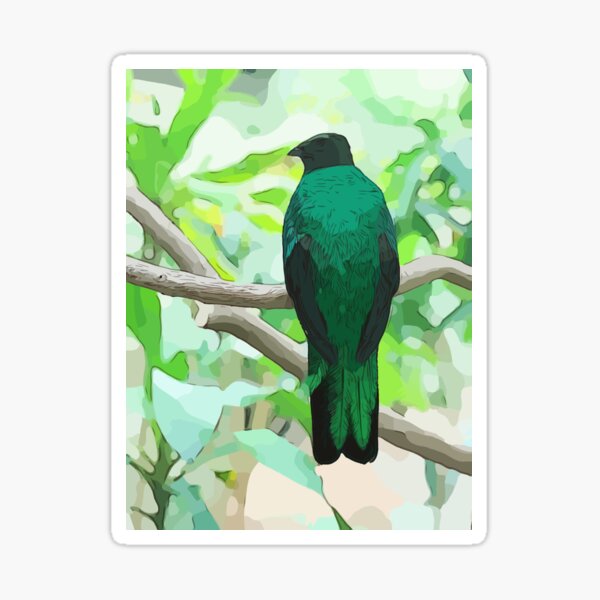 Emerald Green Bird in Nature Sticker