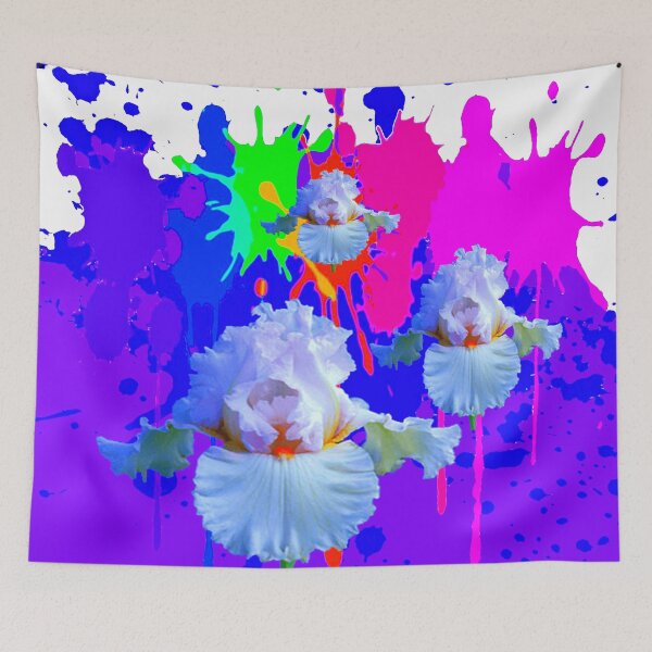 Item preview, MODERN WHITE IRIS ON COLOR PLATTERS ART designed and sold by sharlesart.