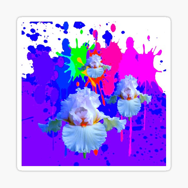 Item preview, MODERN WHITE IRIS ON COLOR PLATTERS ART designed and sold by sharlesart.