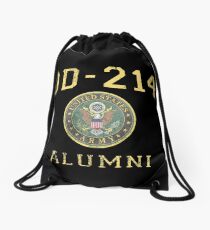 US Army Veteran Alumni Hero DD214 Distressed Insignia Drawstring Bag