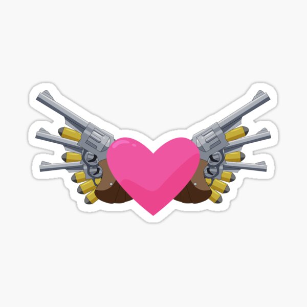 Heart revolver angle wings Sticker