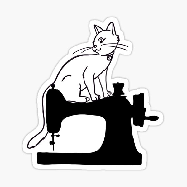 Sewing Cat Sticker