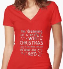 Dreaming Of A White Christmas Women's Fitted V-Neck T-Shirt