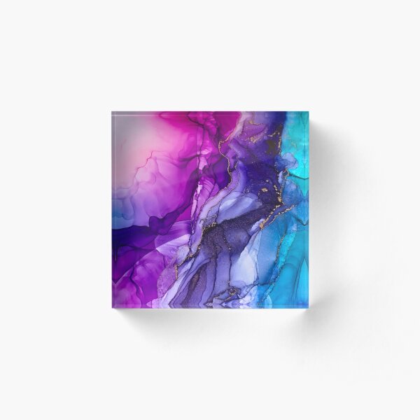 Abstract Vibrant Rainbow Ombre Acrylic Block