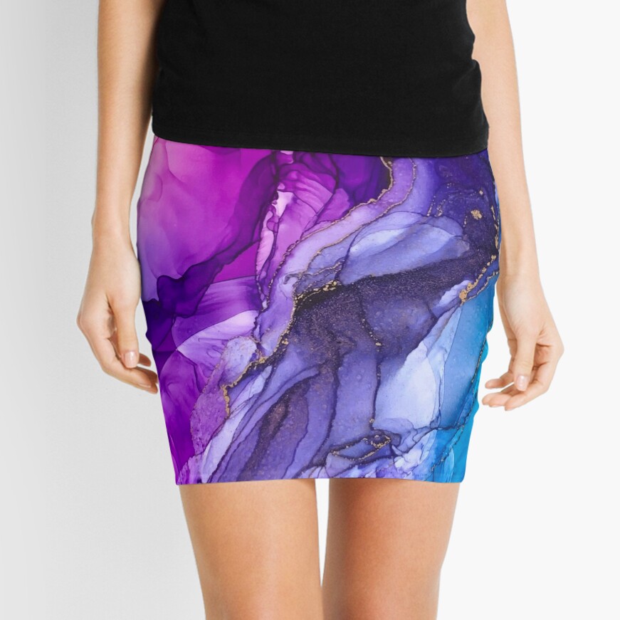 Abstract Vibrant Rainbow Ombre Mini Skirt