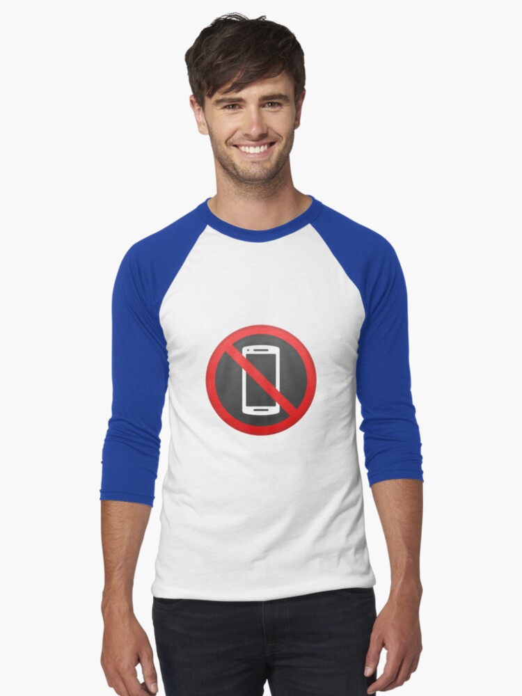 Thumbnail 1 von 3, Baseballshirt mit 3/4-Arm, Keine Handys Emoji designt und verkauft von ChevDesign.