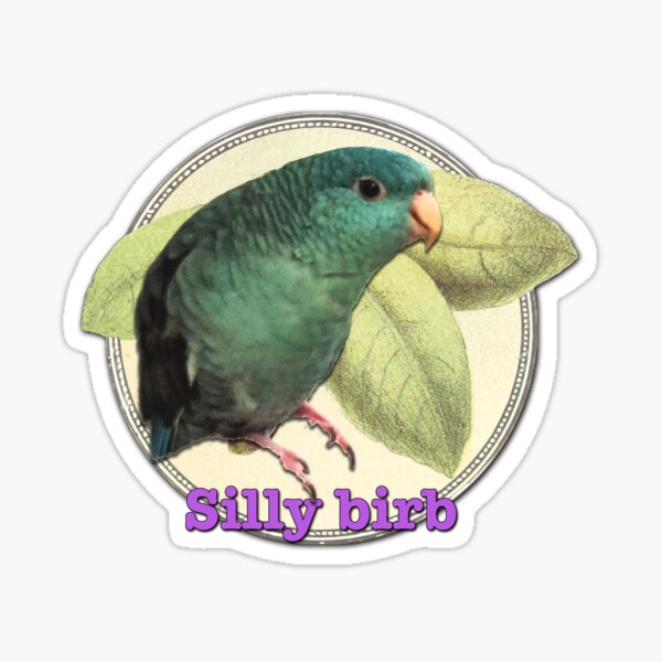 Linnie silly birb - purple style on vintage hardwood background Sticker