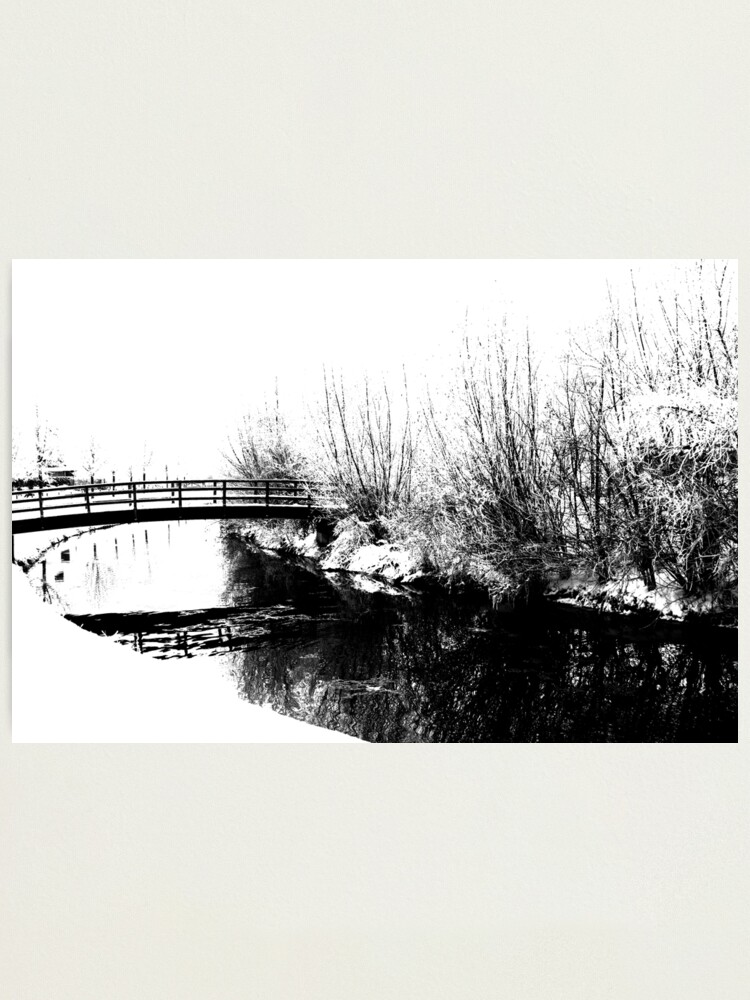 Alternate view of Bridge and Stream Winter Scene Photographic Print