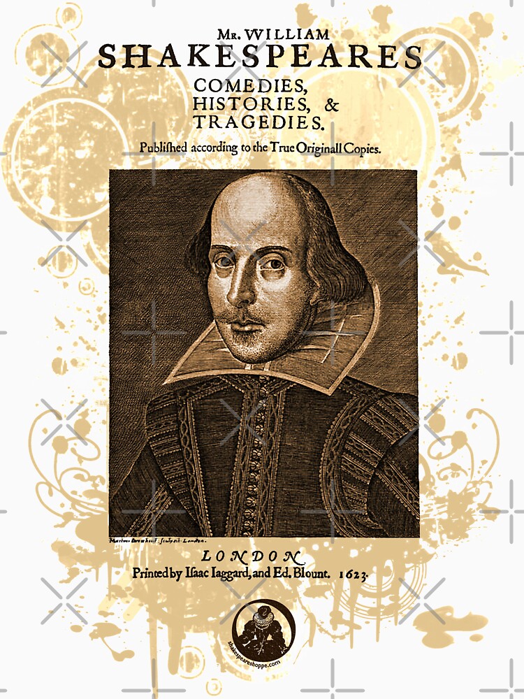 Thumbnail 3 of 3, Fitted T-Shirt, Shakespeare First Folio Front Piece designed and sold by Styled Vintage.