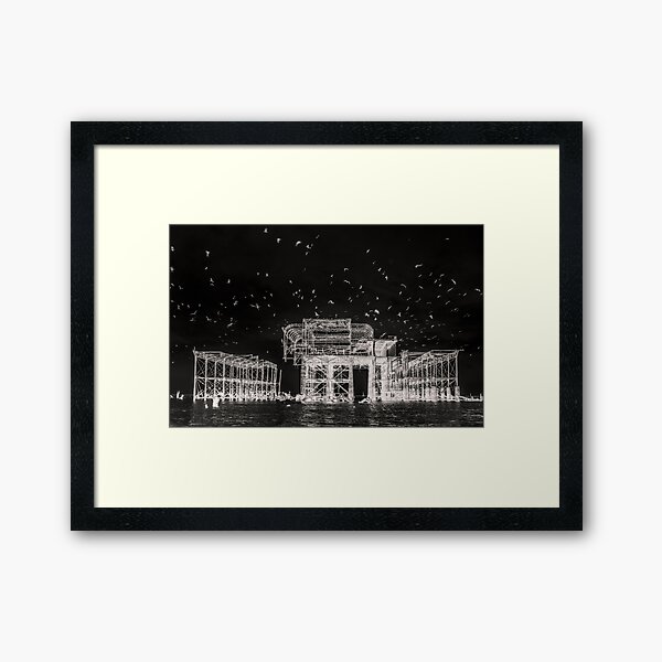 Night flight over the West Pier... Framed Art Print