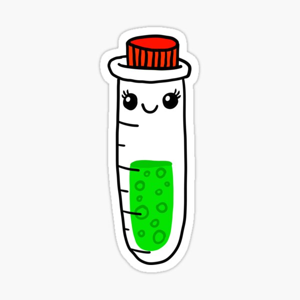 Pegatina «lindo patrón científico, una botella de muestra kawaii o un tubo  de ensayo. doodle de química» de jjartanddrawing | Redbubble