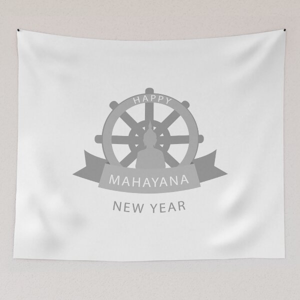 Item preview, Wheel of Dharma and Buddhist new year Mahayana greetings- Buddha sitting in lotus position designed and sold by Shawlin Islam.