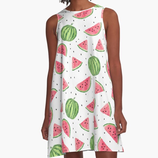 All-Over Watermelon Print A-Line Dress