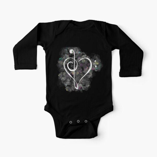 Bass Clef Heart Red Soft Baby One Piece 