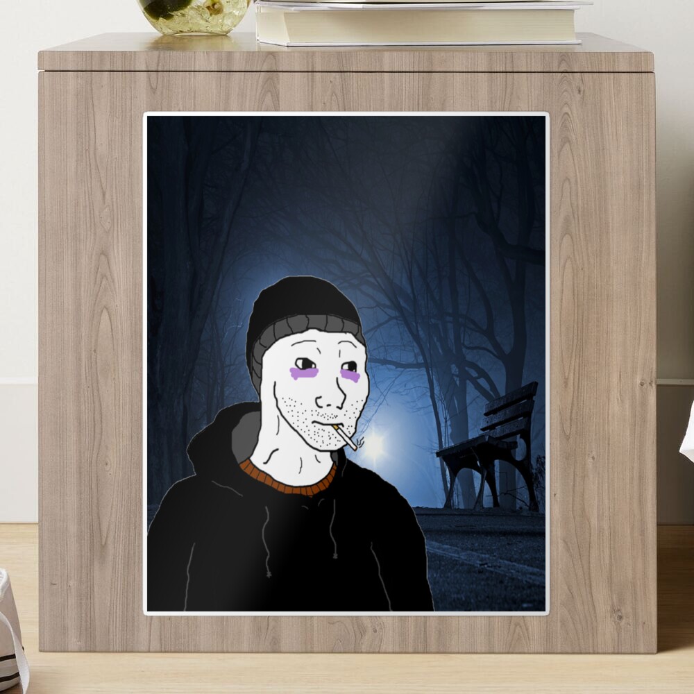 Doomer Meme Night walk Park Bench