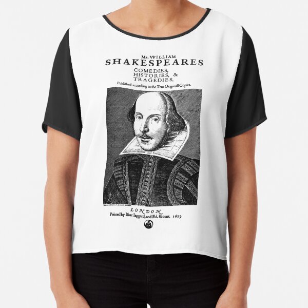 Shakespeare First Folio Frontpiece - Simple Black Version Chiffon Top