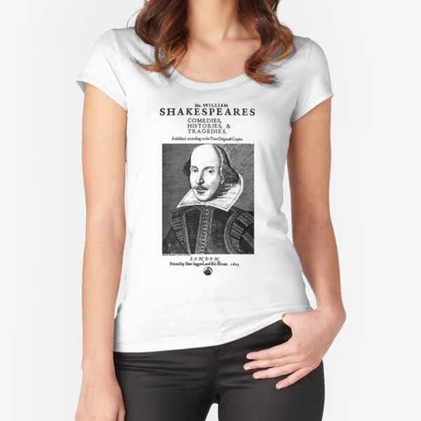 Shakespeare First Folio Frontpiece - Simple Black Version Fitted Scoop T-Shirt