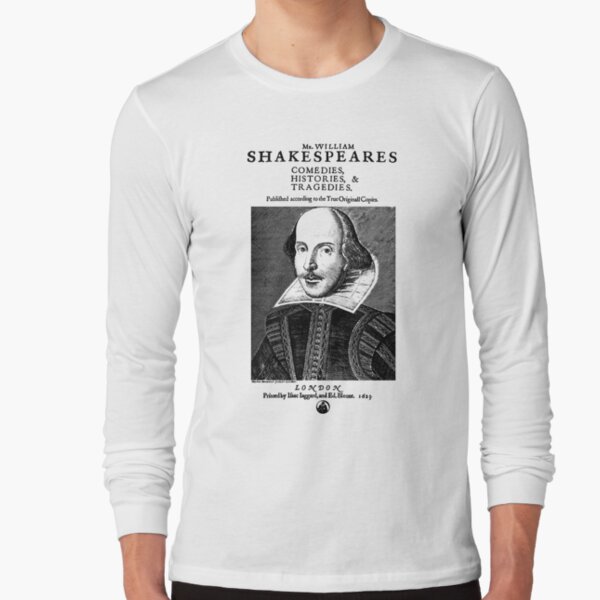 Shakespeare First Folio Frontpiece - Simple Black Version Long Sleeve T-Shirt
