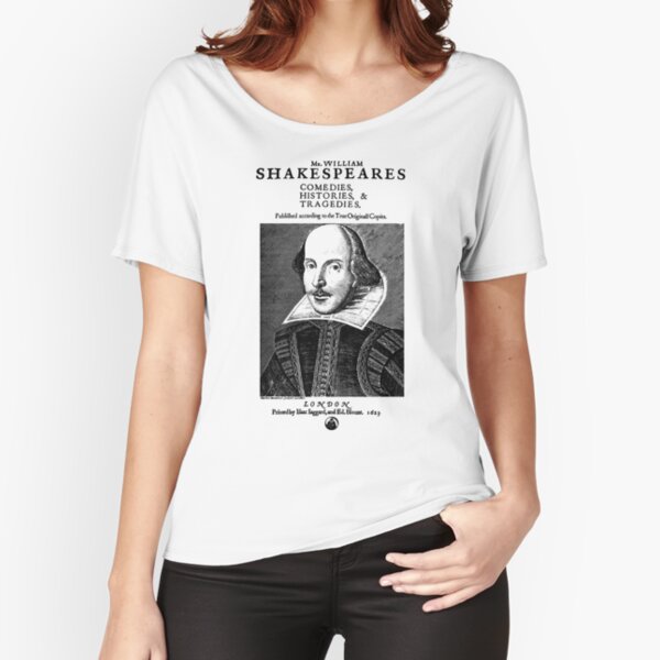 Shakespeare First Folio Frontpiece - Simple Black Version Relaxed Fit T-Shirt