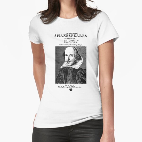 Shakespeare First Folio Frontpiece - Simple Black Version Fitted T-Shirt