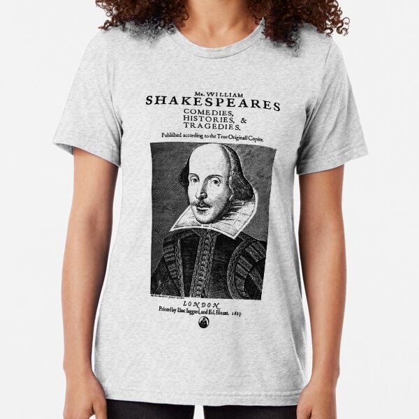 Shakespeare First Folio Frontpiece - Simple Black Version Tri-blend T-Shirt