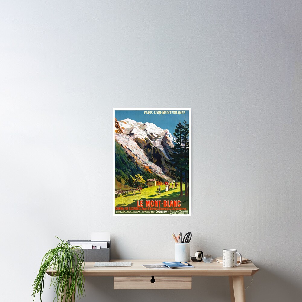 Mont Blanc France Vintage Travel Poster Restored Poster