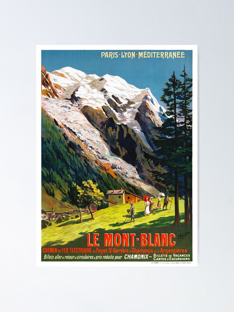 Alternate view of Mont Blanc France Vintage Travel Poster Restored Poster