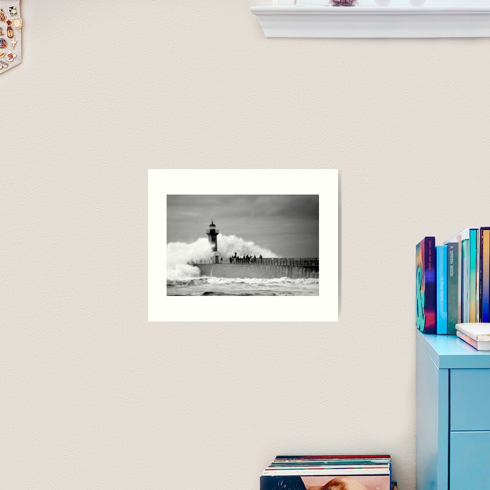 Lighthouse in a storm Art Print