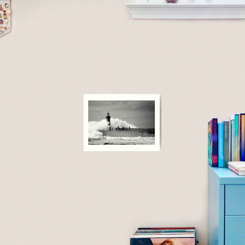 Lighthouse in a storm Art Print