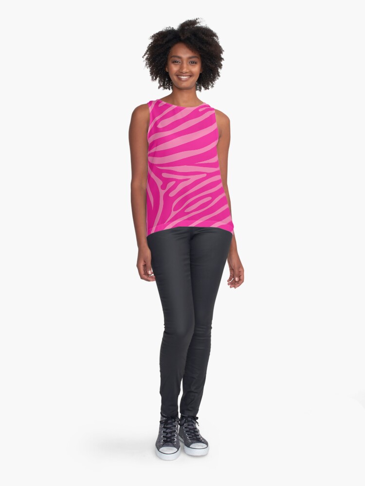Thumbnail 3 of 6, Sleeveless Top, Two Tone Pink Zebra Print designed and sold by CraftyCatz.