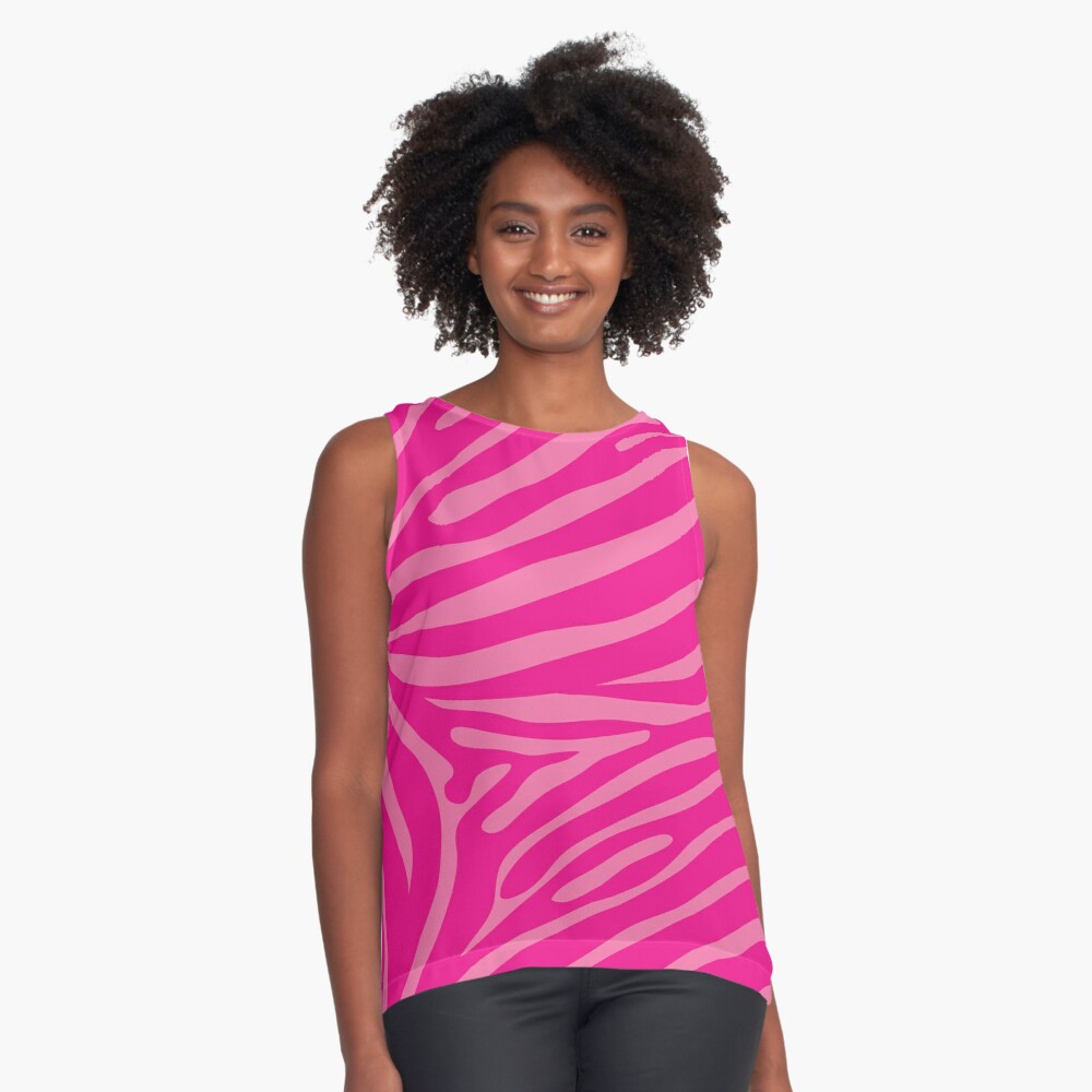 Two Tone Pink Zebra Print Sleeveless Top