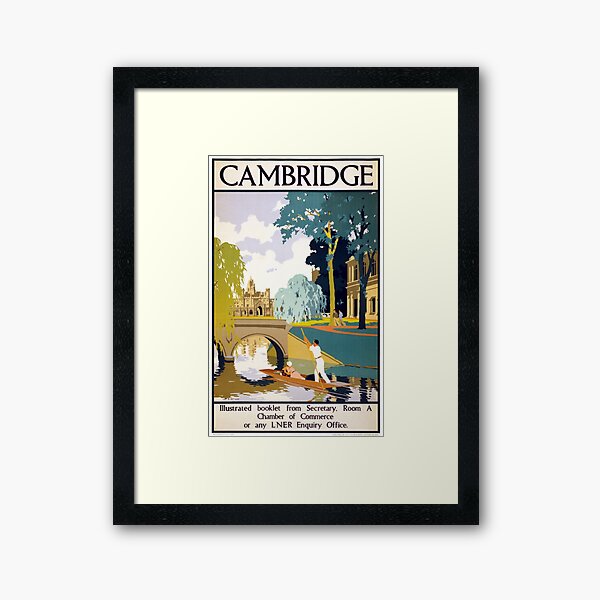 Cambridge UK Vintage Travel Poster Framed Art Print