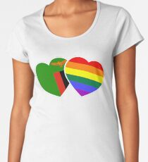 Sambia & LGBT Flagge Premium Rundhals-Shirt