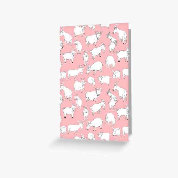 Goats Playing – Pink Greeting Card