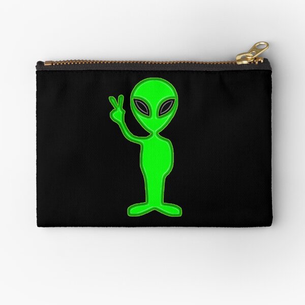 ALIEN. UFO, CARTOON, little green men. Zipper Pouch