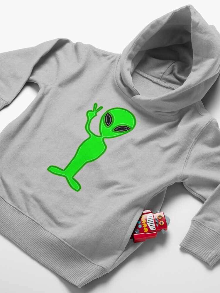 Alternate view of ALIEN. UFO, CARTOON, little green men. Toddler Pullover Hoodie