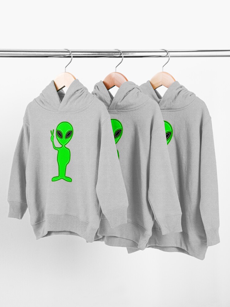 Alternate view of ALIEN. UFO, CARTOON, little green men. Toddler Pullover Hoodie